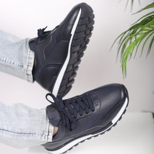 Echtleder Sportschuhe Dunkelblau mit TPU-Sohle